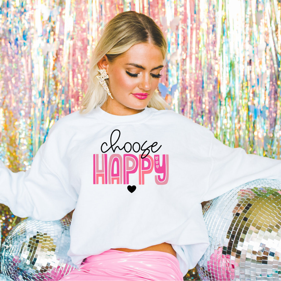 Choose Happy White Sweater